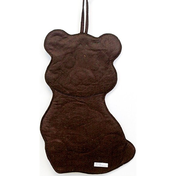 Vtg 1986 CD Creations 20.5" Christmas Stocking Hand Made Brown Smiling Bear - Picture 2 of 4